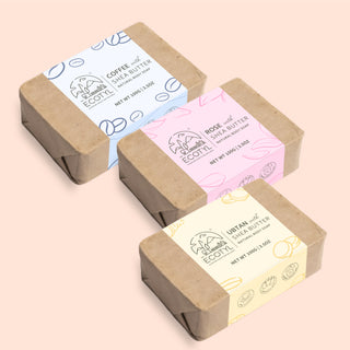 Shea Butter Soaps -  Ubtan Rose & Coffee Set of 3 Ecotyl