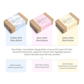 Shea Butter Soaps -  Ubtan Rose & Coffee Set of 3 Ecotyl