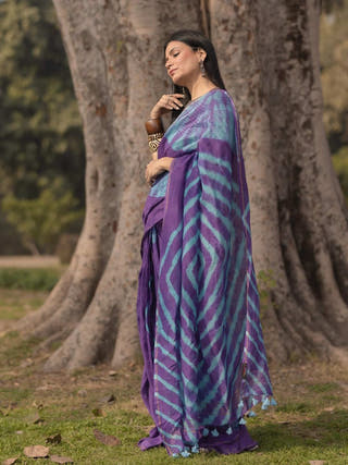 Shibori Aubergine Saree