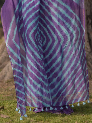 Shibori Aubergine Saree