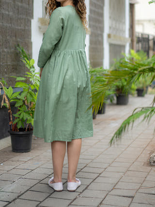Jade Green Hand-embroidered Dress Krushnachuda