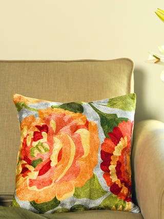 Sitara Gulab Embroidered Cushion Cover