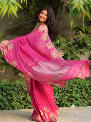 Lotus Fuschia Saree
