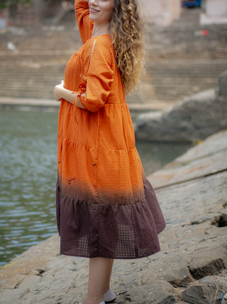 Orange Brown Ombre dyed Dress Krushnachuda