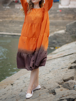 Orange Brown Ombre dyed Dress Krushnachuda