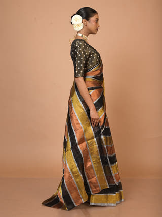 Suprabha Multicoloured Handloom Tissue Saree