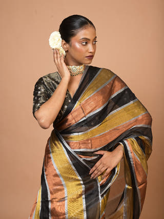 Suprabha Multicoloured Handloom Tissue Saree