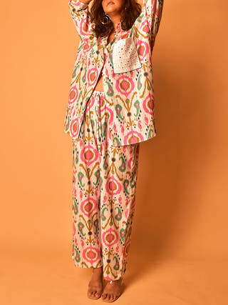 Simone Shirt-Pants Co-ord Set Multicolour Why So Blue