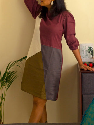 Khadi Pops Mauve Dress TARI: the loom theory