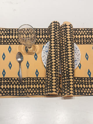 Geometrical Handblock Printed Table Linen Set of 6