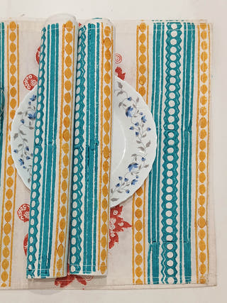 HandBlock Multicolor Runner and Mats - Set of 6