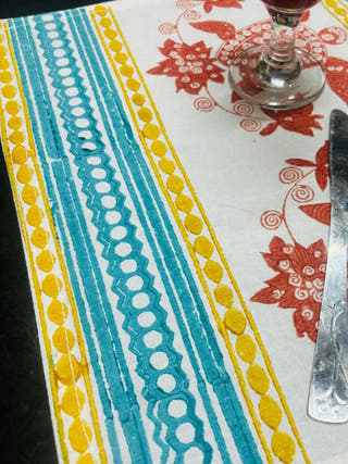 HandBlock Multicolor Runner and Mats - Set of 6