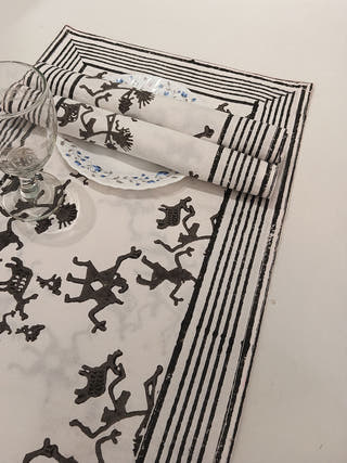 HandBlock Tribal Print Runner and Mats - Set of 6