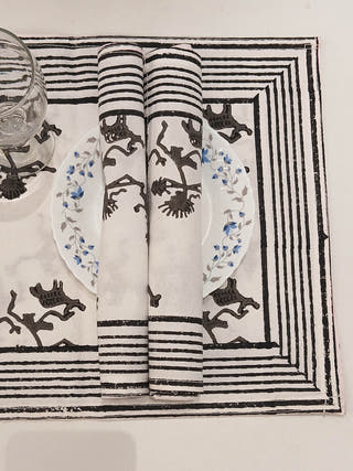 HandBlock Tribal Print Runner and Mats - Set of 6