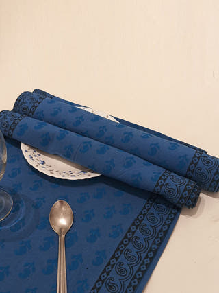 Indigo Table Runner and Mat Set of 6