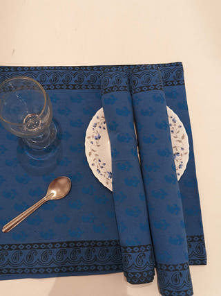 Indigo Table Runner and Mat Set of 6