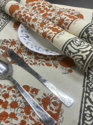 Hand Block Printed Runner and Mat Set
