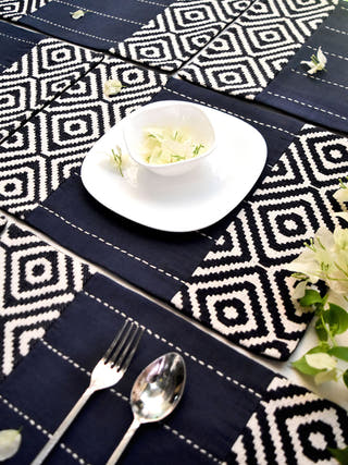 Zephyr Handwoven Table Mats Set Of 6 Pcs Blue Veaves