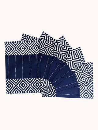Zephyr Handwoven Table Mats Set Of 6 Pcs Blue Veaves