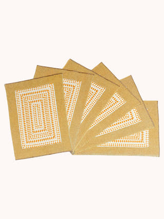 Ozel Handwoven Table Mats Set Of 6 Pcs Yellow Veaves