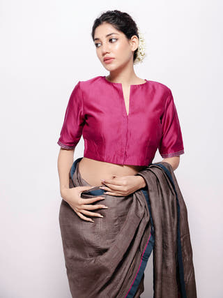 Deep Grey Wild Silk Applique Saree Bihart 