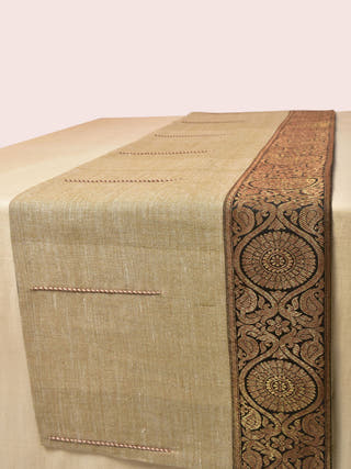 Romani Handwoven Table Runner Beige Veaves