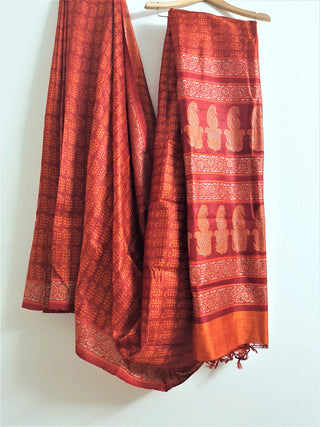 Trishika Kosa Silk Saree Orange KAUSEYAH