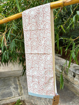 Red Jacquard Style Hand Block Printed Table Runner