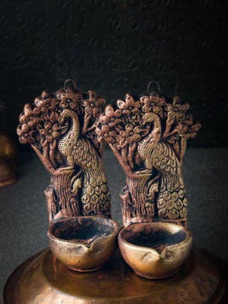 Tree Peacock Hanging Diya Set