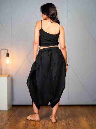 Tula Black Asymmetric Draped Pant