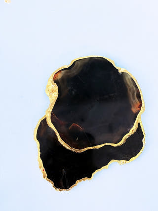 Black Agate Coasters with Gold Edge (Set of 2)