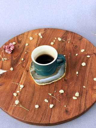 Indian Agate Coasters with Gold Edge (Set of 2)