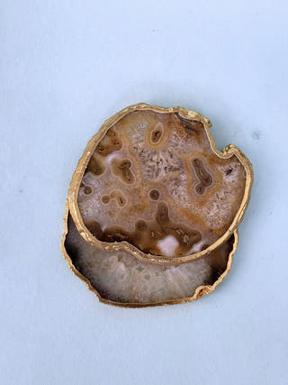 Indian Agate Coasters with Gold Edge (Set of 2)