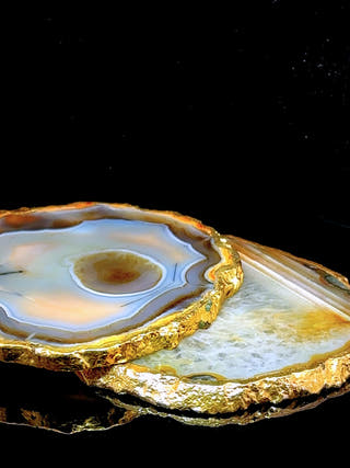 Indian Agate Coasters with Gold Edge (Set of 2)