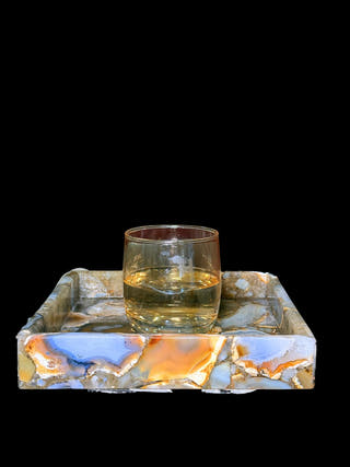 Indian Agate Square Tray Luxurious Natural Stone Decor