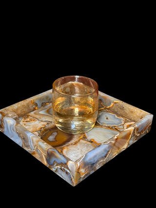 Indian Agate Square Tray Luxurious Natural Stone Decor