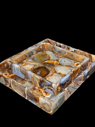 Indian Agate Square Tray Luxurious Natural Stone Decor