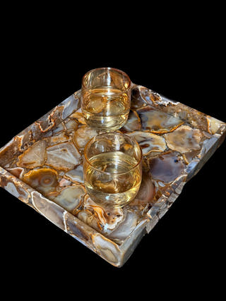 Indian Agate Rectangle Tray Luxurious Natural Stone Decor