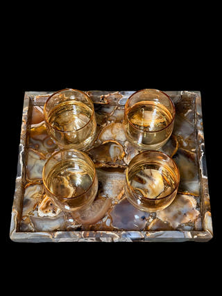 Indian Agate Rectangle Tray Luxurious Natural Stone Decor