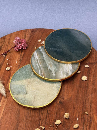 Sage Green Agate Round Coasters (Set of 2)