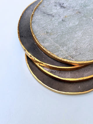 Sage Green Agate Round Coasters (Set of 2)