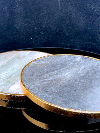 Sage Green Agate Round Coasters (Set of 2)