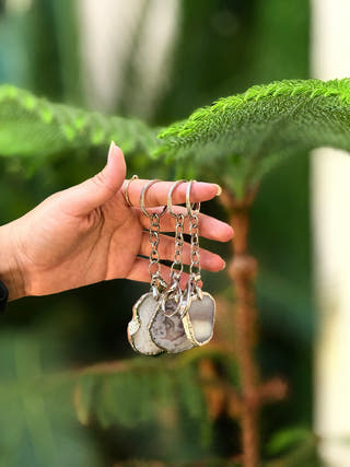 Natural Agate Doglock Keychain