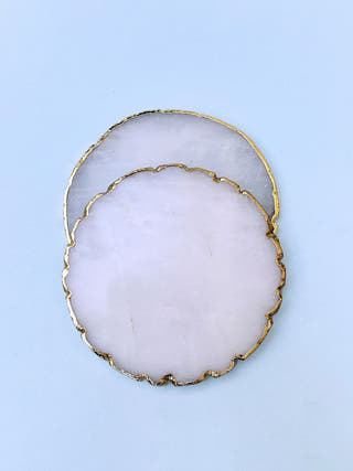 White Quartz Round Coasters (Set of 2)