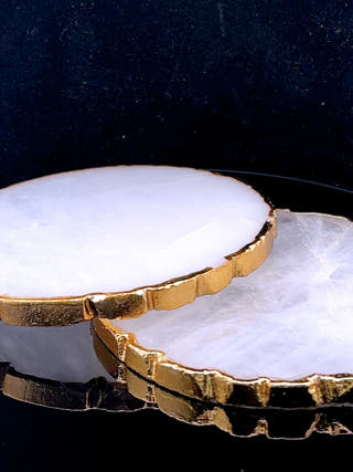White Quartz Round Coasters (Set of 2)
