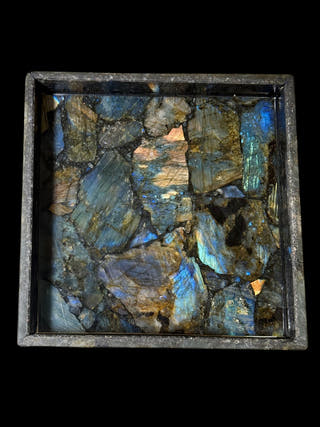 Labradorite Square Tray Luxurious Natural Stone Decor