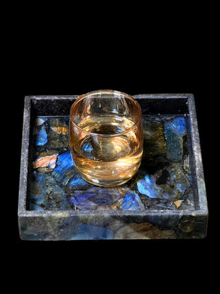 Labradorite Square Tray Luxurious Natural Stone Decor