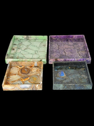 Labradorite Square Tray Luxurious Natural Stone Decor