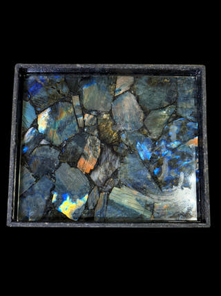 Labradorite Rectangle Tray Luxurious Natural Stone Decor