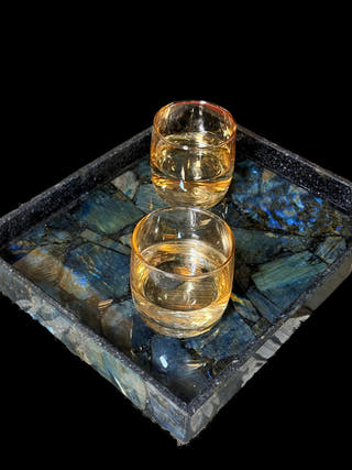 Labradorite Rectangle Tray Luxurious Natural Stone Decor